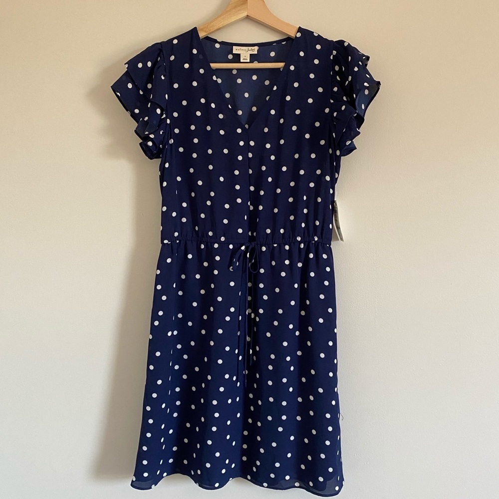 Maison Jules Polka Dot Flutter Sleeve Dress